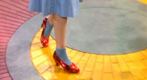 ruby red slippers and yellow brick road